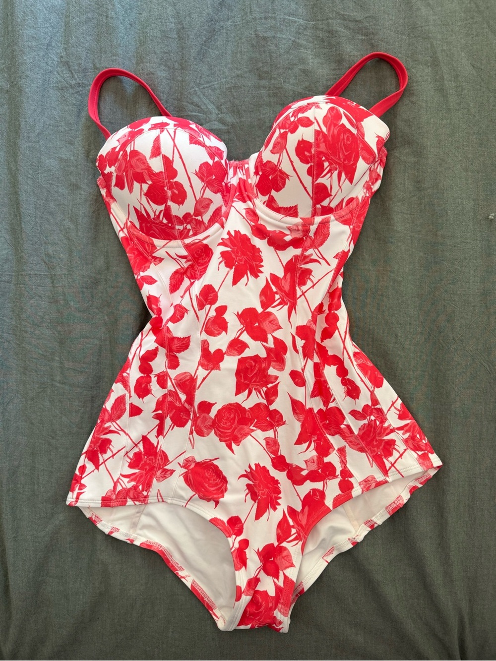 Women's Red Floral One-Piece Swimsuit